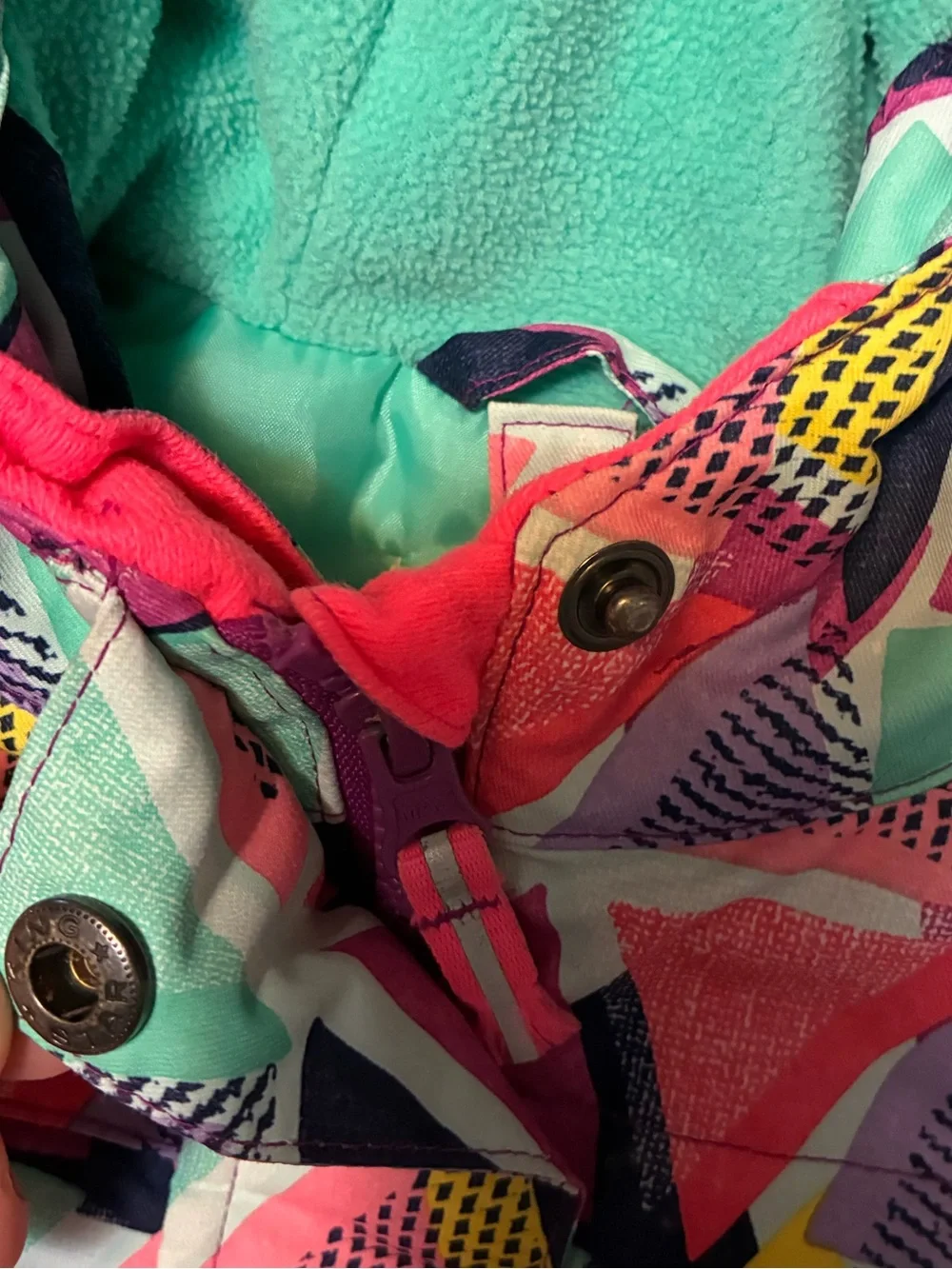 Cat & Jack Mint and Multicolor Geometric Hooded Jacket